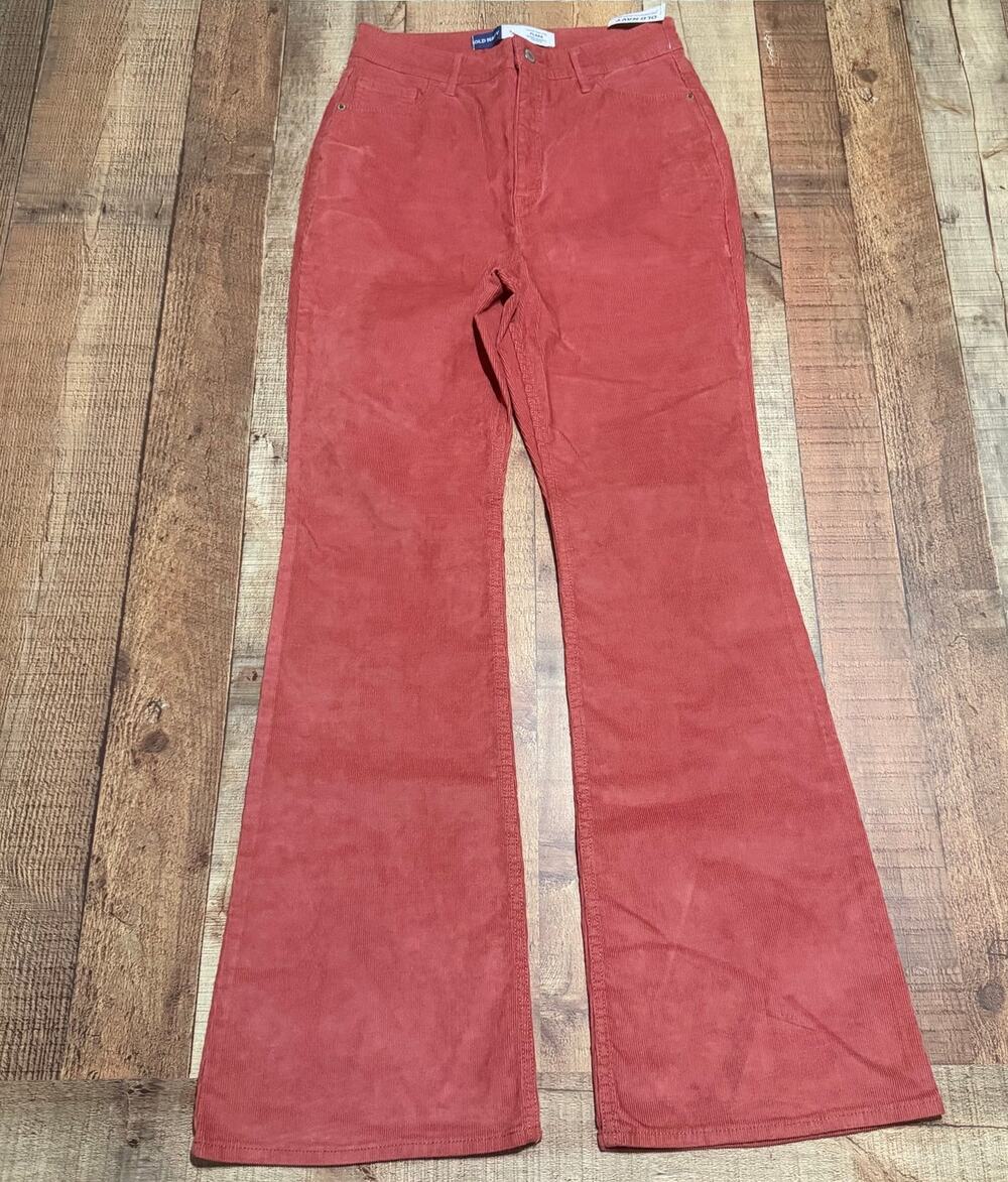 Old Navy NEW Wmns Salmon Higher High-Rise Flare Corduroy Pants Sz 8 Fall Preppy